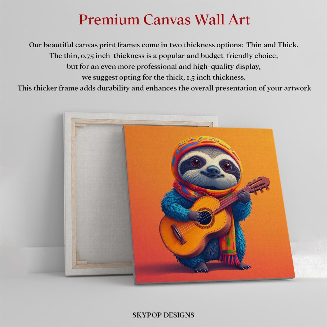 Musical Sloth Fiesta, Whimsical Animal Wall Art Print - Image 3