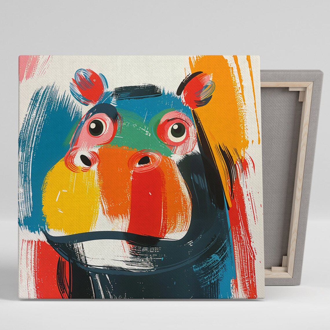 Abstract Hippo Bohemian Art Print, Animal Decor
