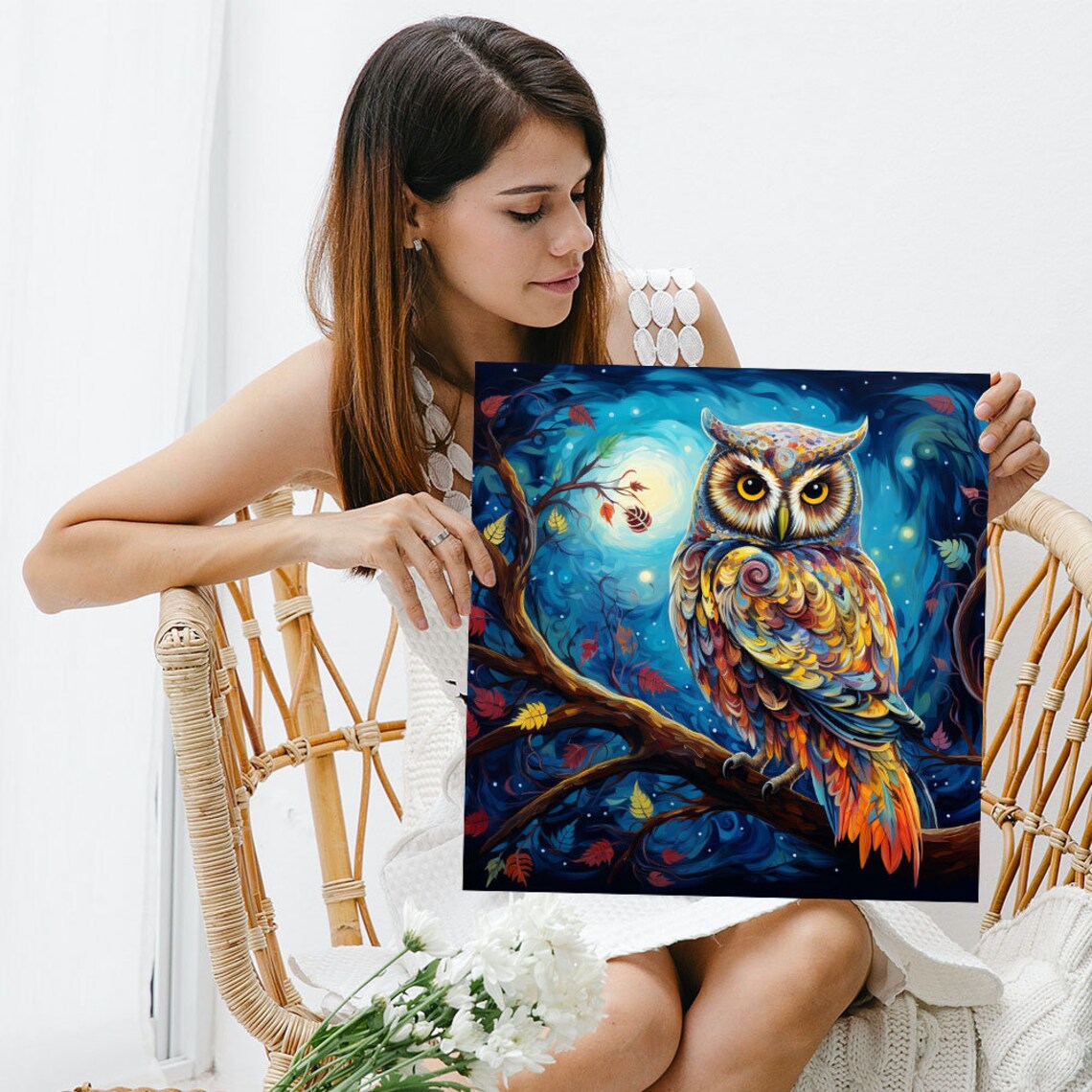Owl Whimsical Living Room Bird Wall Art Print - Image 5