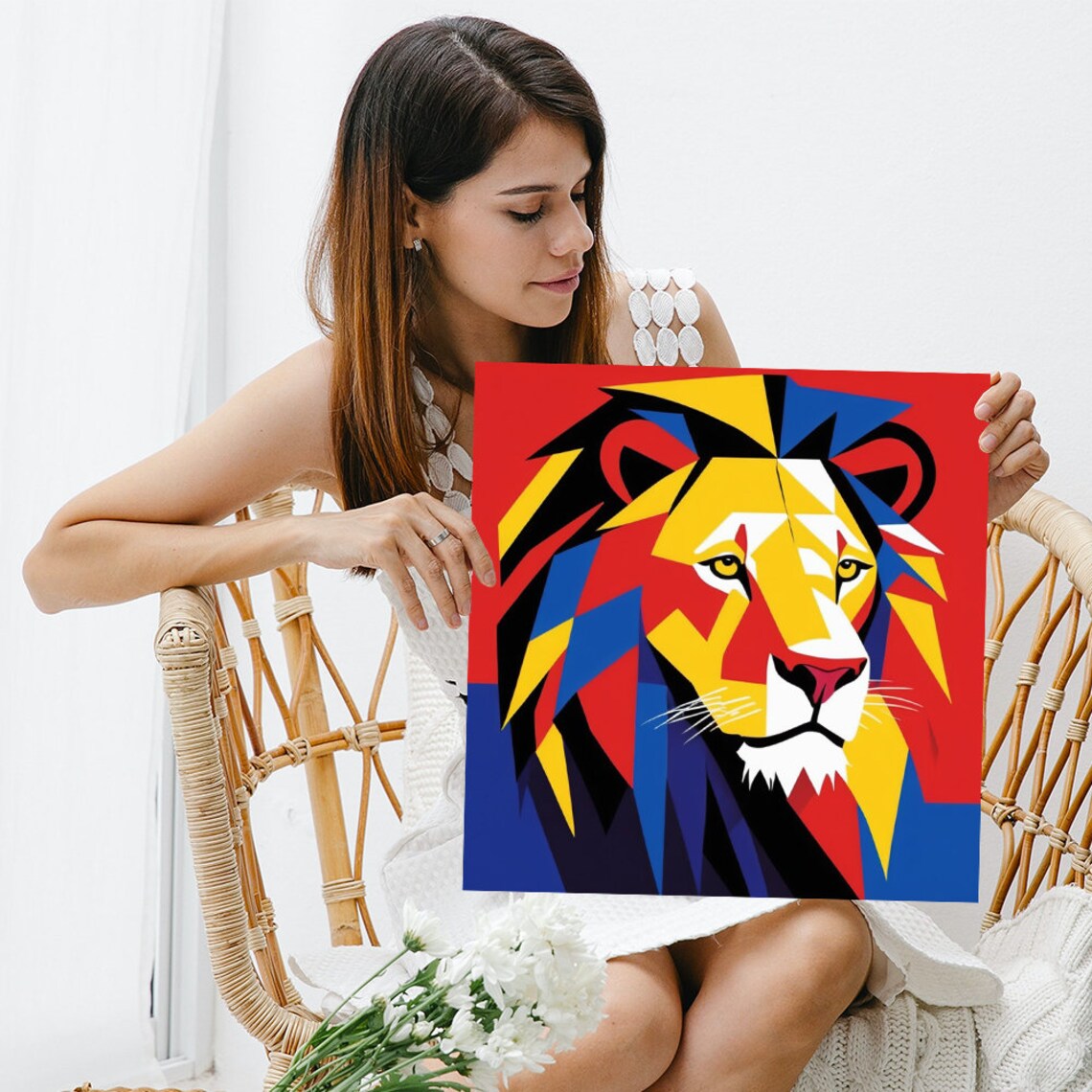 Geometric Lion Pop Art Poster, Contemporary Decor - Image 3