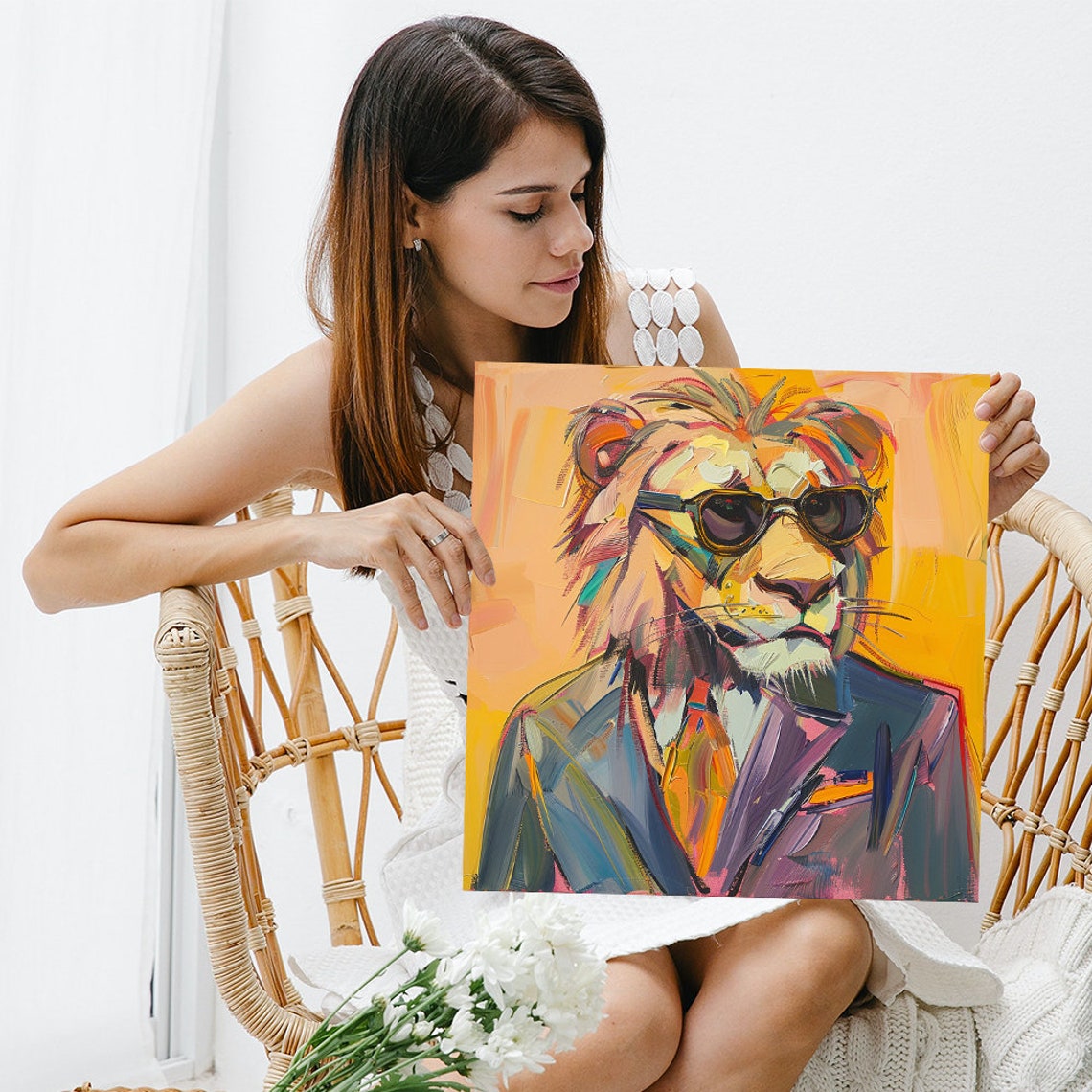Cool Lion Wearing Sunglasses and Suit Pop Art Vibrant Fun Wall Poster - Image 3