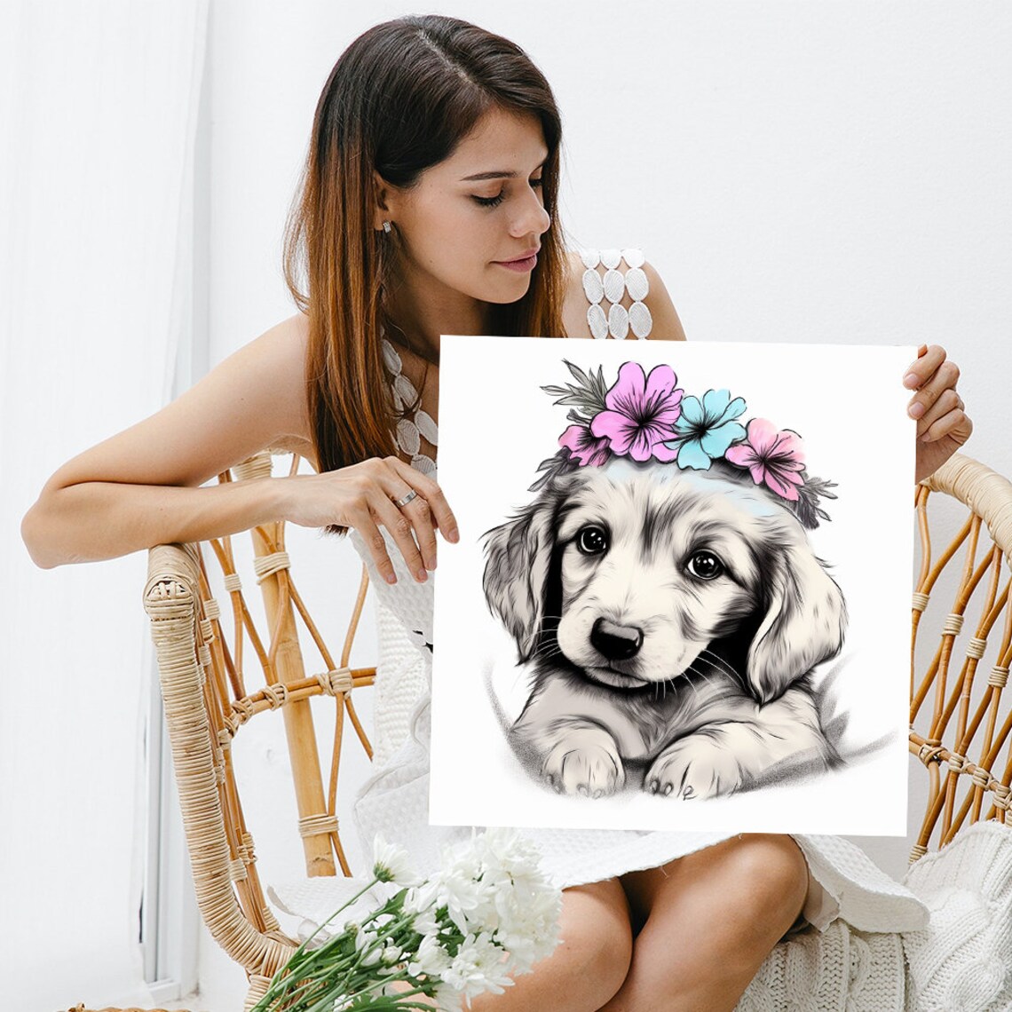 Golden Retriever Whimsical Bohemian Art Print - Image 3