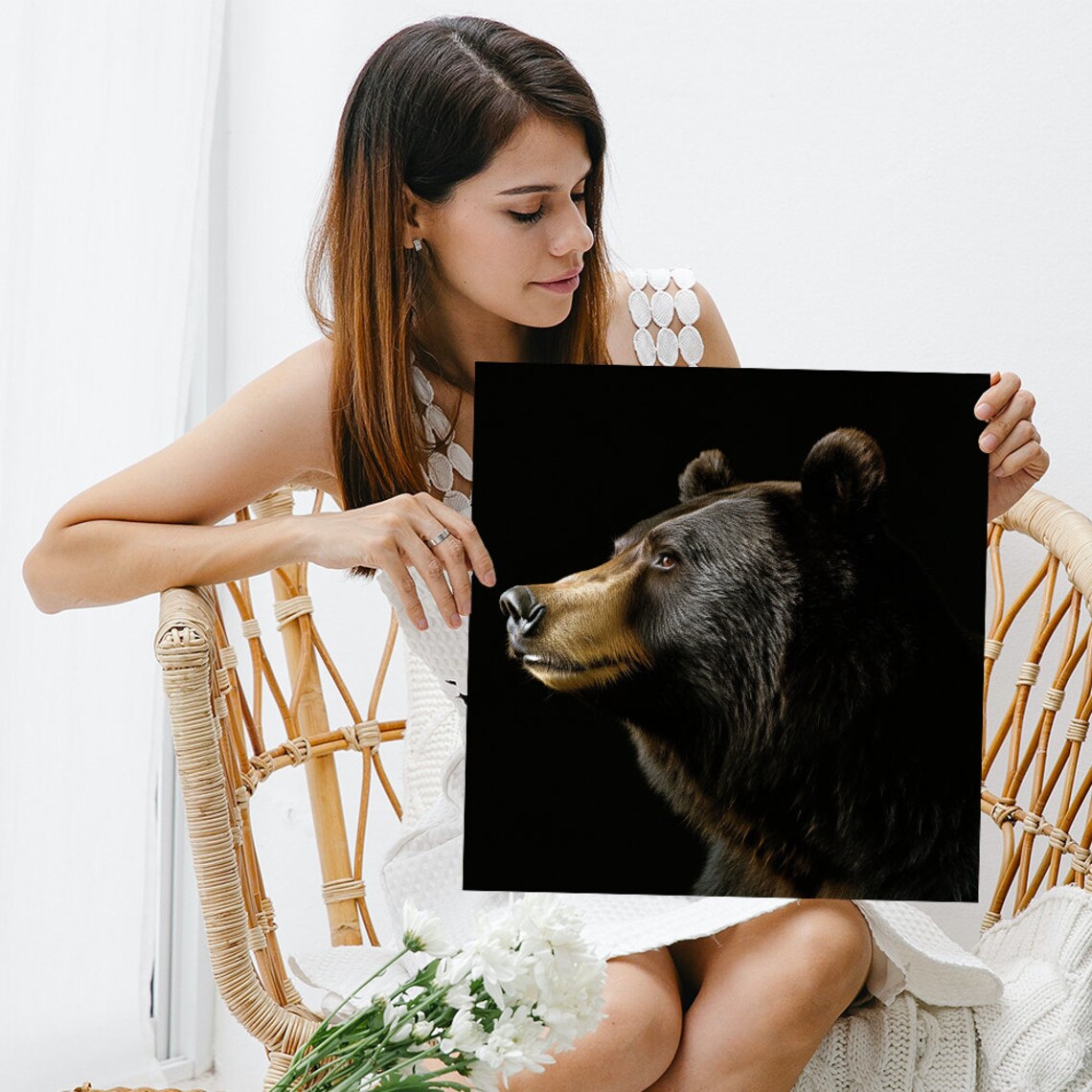 Majestic Bear Silhouette, Rustic Modern Art Print - Image 3