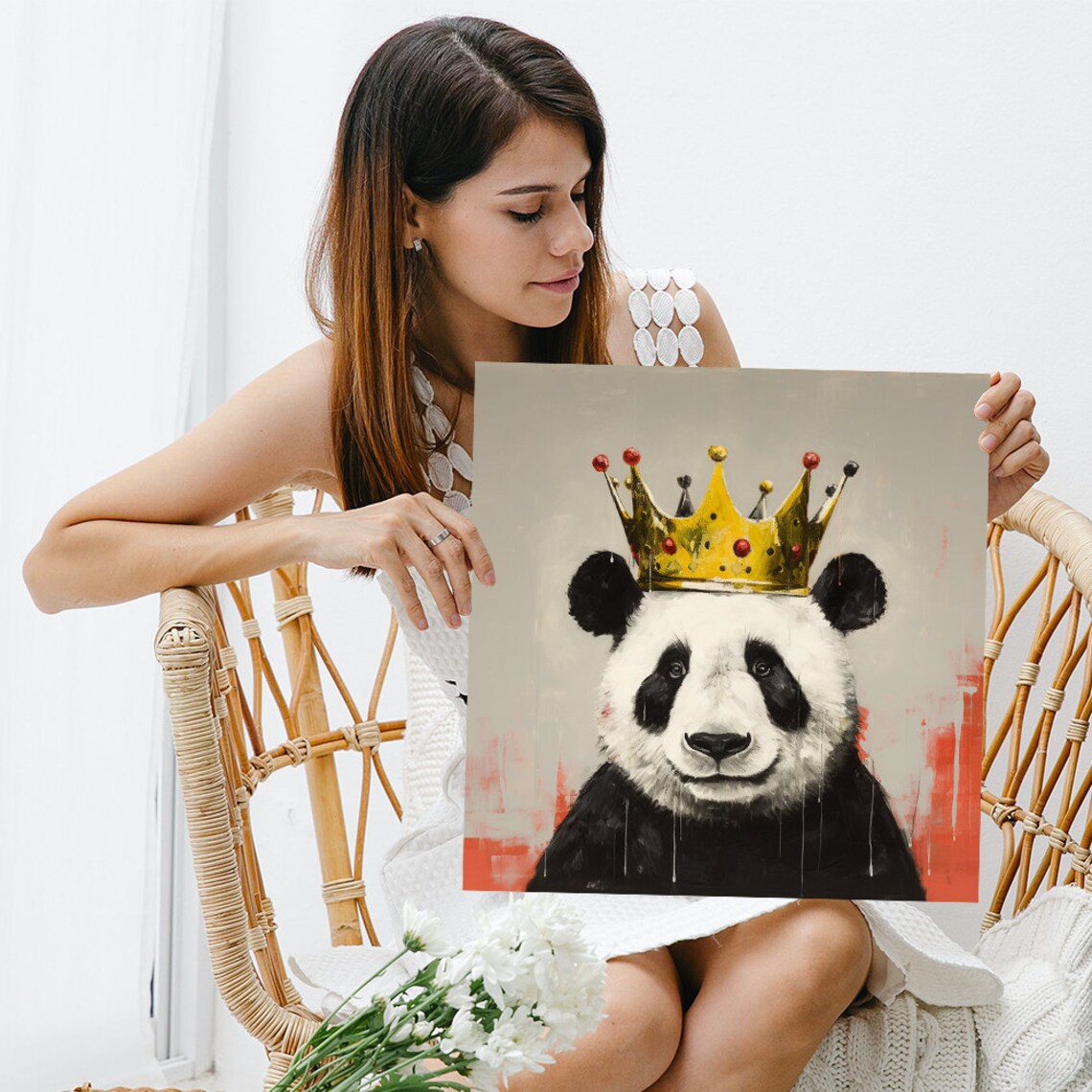 Royal Panda With Golden Crown Poster Cute Panda King Funny Animal Wall Art - Image 3