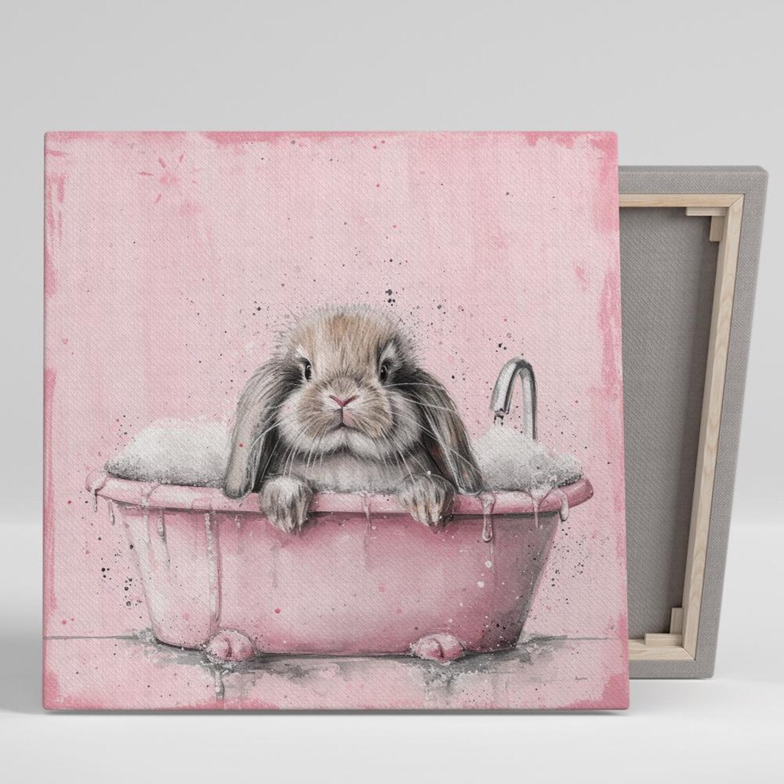 Bathing Bunny Bliss, Whimsical Nursery Art Print