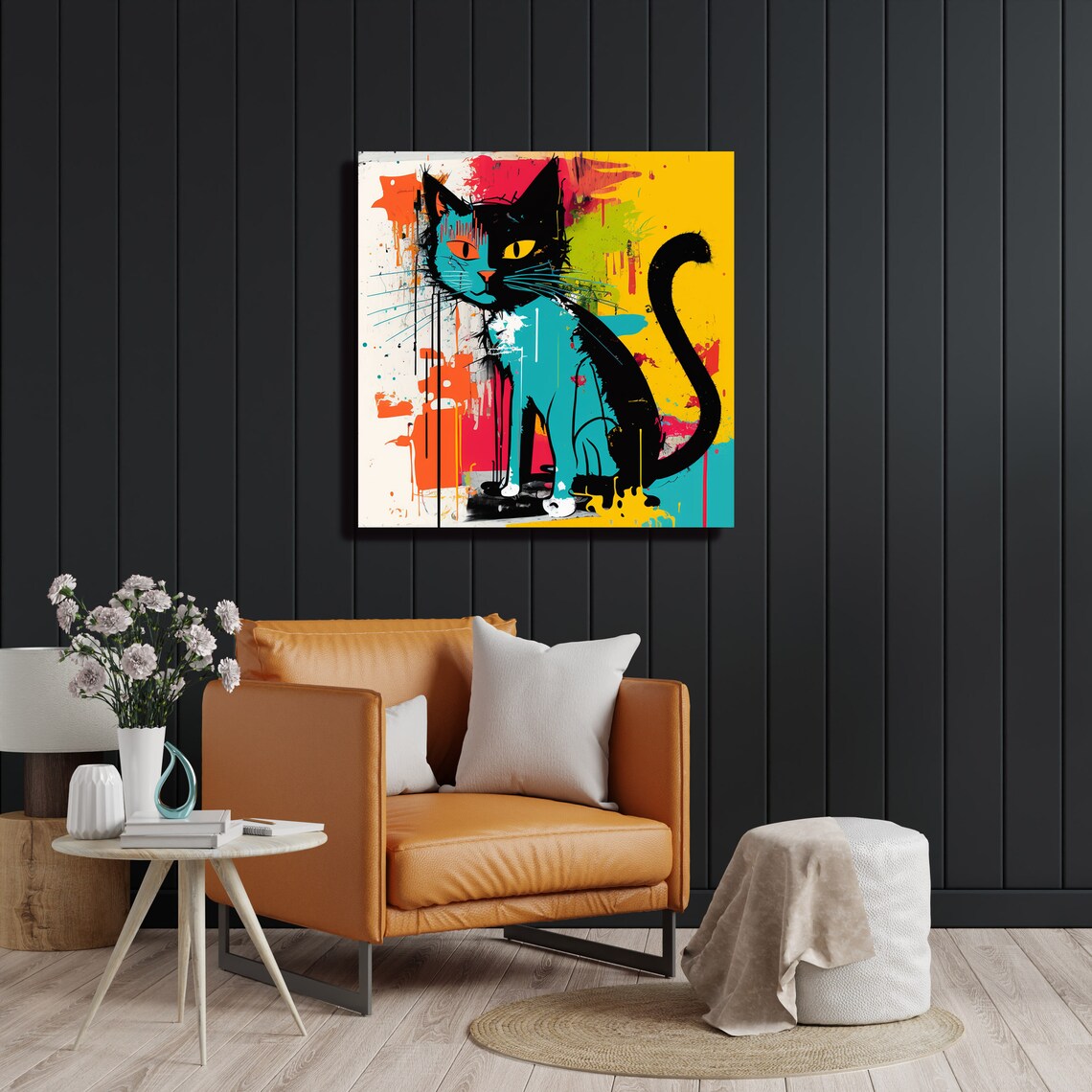 Abstract Cat Art Print, Whiskers and Wonders Wall - Image 3