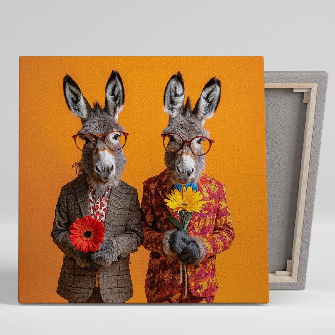 Dapper Donkey Duo Pop Art Poster, Modern Decor
