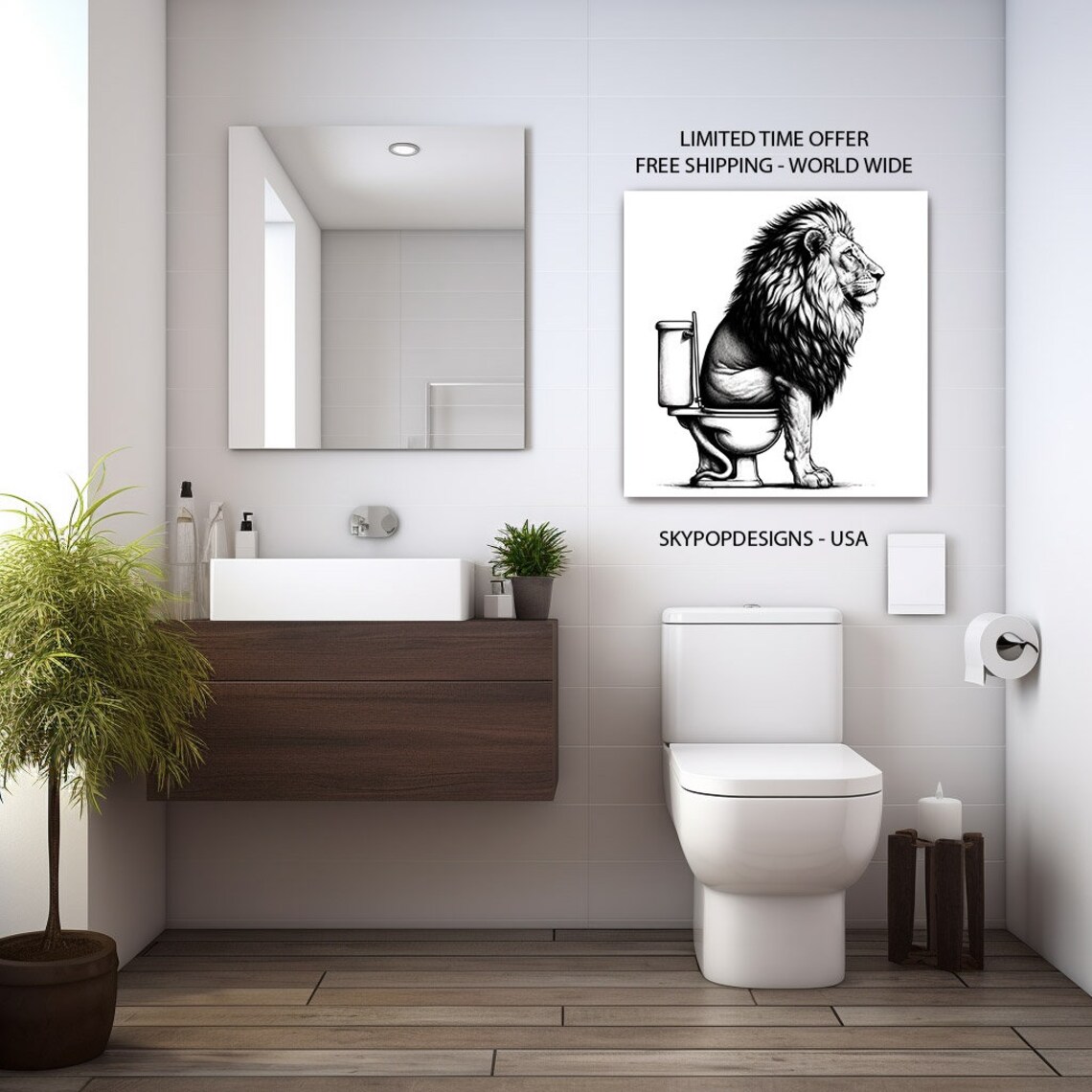 Lion Profile Black White Engraving Majestic Mane Wildlife Animal Wall Art Poster - Image 3