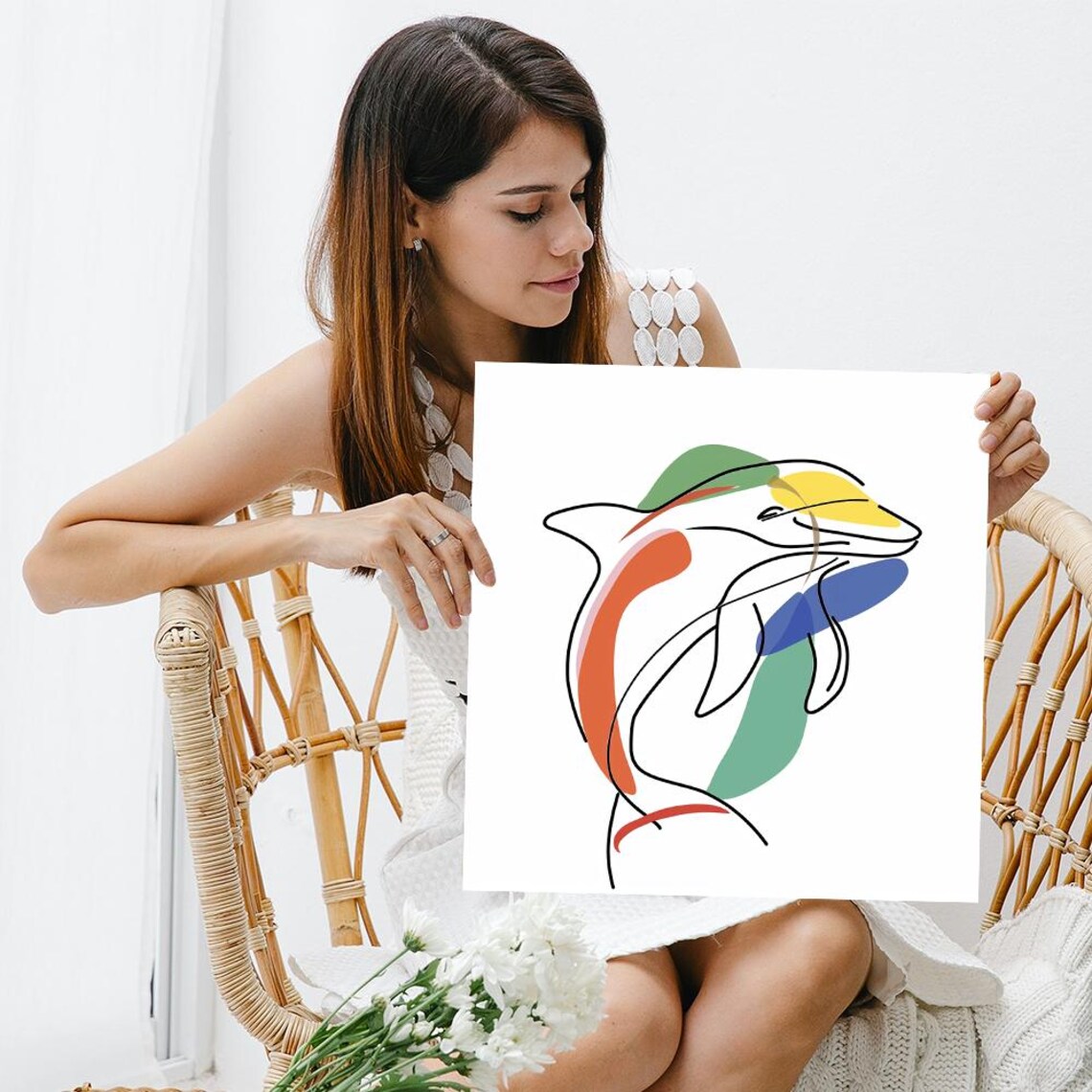 Dolphin Contour Minimalist Art Print, Living Room Decor - Image 3