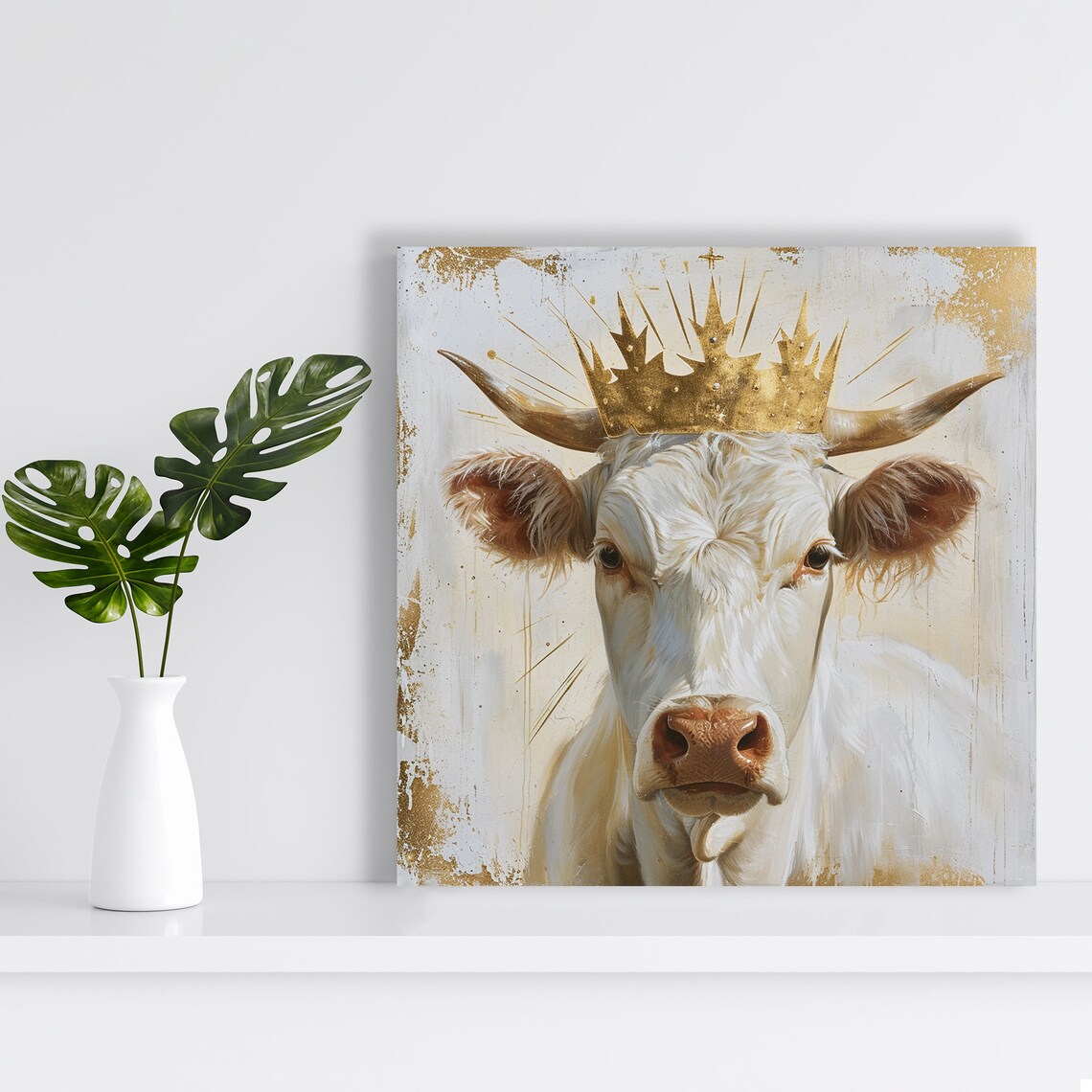Cow Art Print, Contemporary Rustic Living Room Decor - Image 2