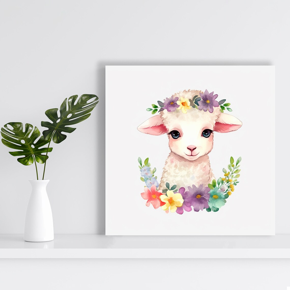 Enchanted Lamb Blossom Art Print, Whimsical Nursery - Image 2