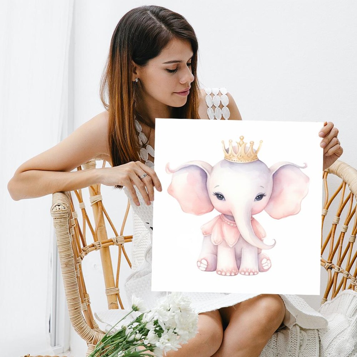 Royal Baby Elephant Princess Nursery Art Print - Image 3