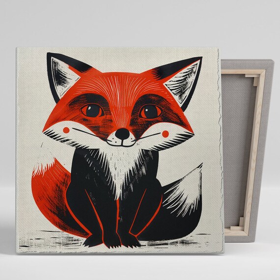 Foxy Charm Modern Fox Art Print, Whimsical Decor