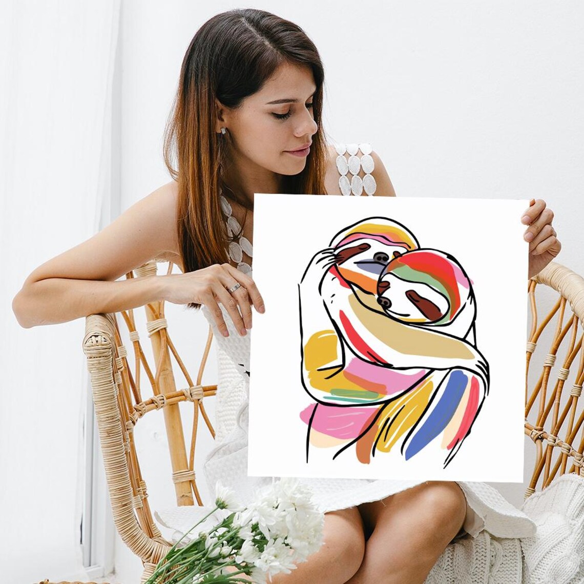 Colorful Embrace Abstract Art Print, Whimsical Decor - Image 3