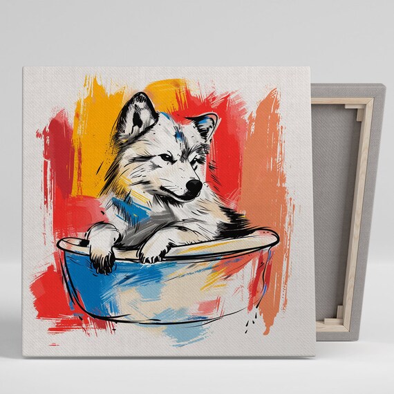 Wolf Bath Time, Whimsical Contemporary Art Print