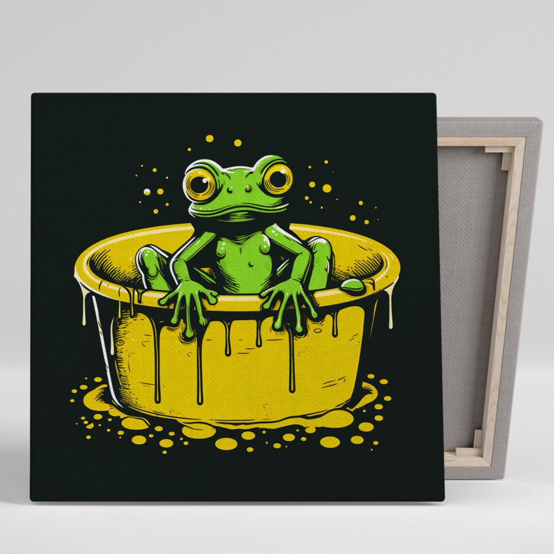 Froggy Splash Zone, Whimsical Bathroom Art Print