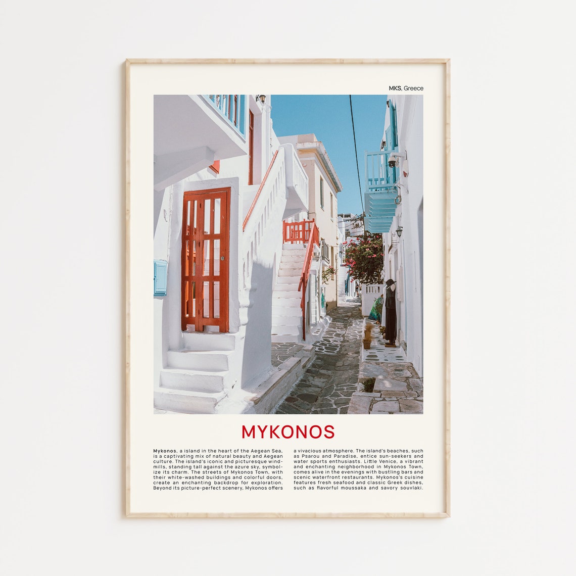 Mykonos Greece Film Photo Whitewashed Alley Travel Poster Aegean