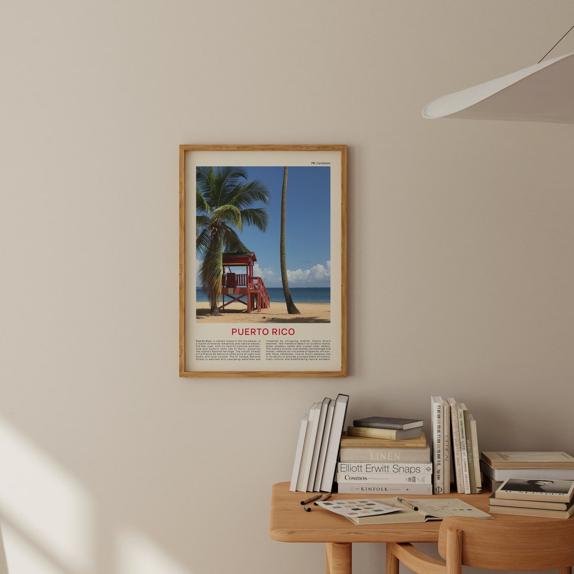 Puerto Rico Beach Cheerful Red Lifeguard Tower Swaying Palms Poster - Image 2
