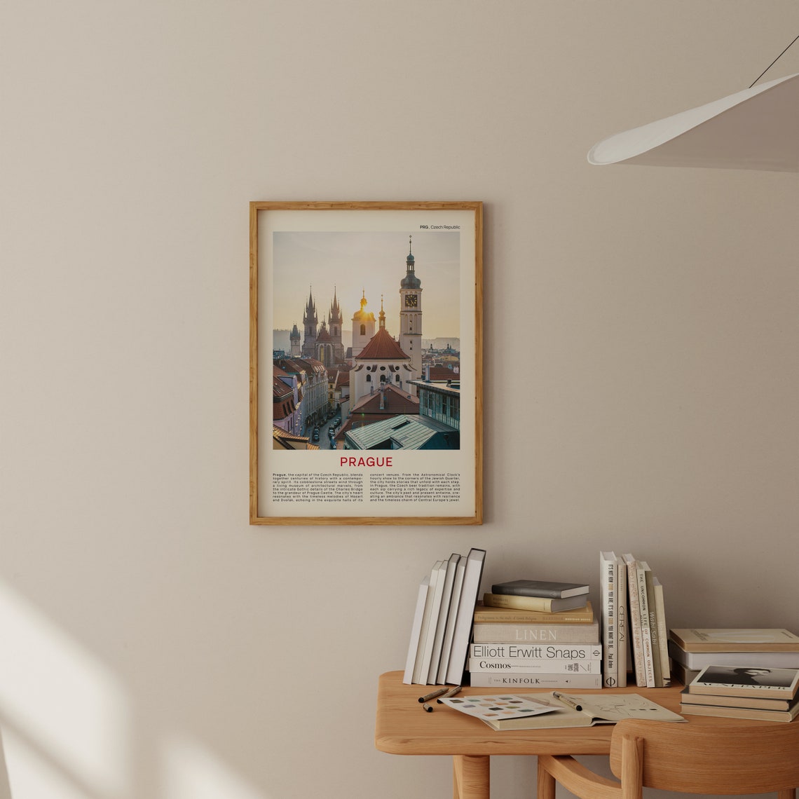 Prague Old Town Sunset Rooftops and Church Spires Skyline Poster - Image 2