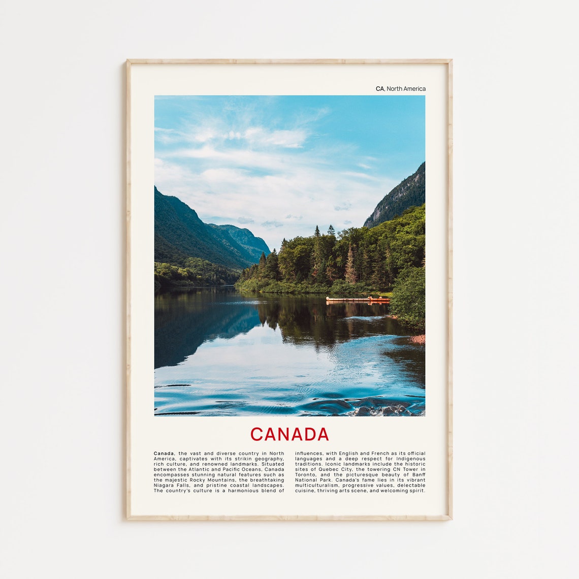 Canada Mountain Lake Mirror Reflection Forest Scenery Photo Poster