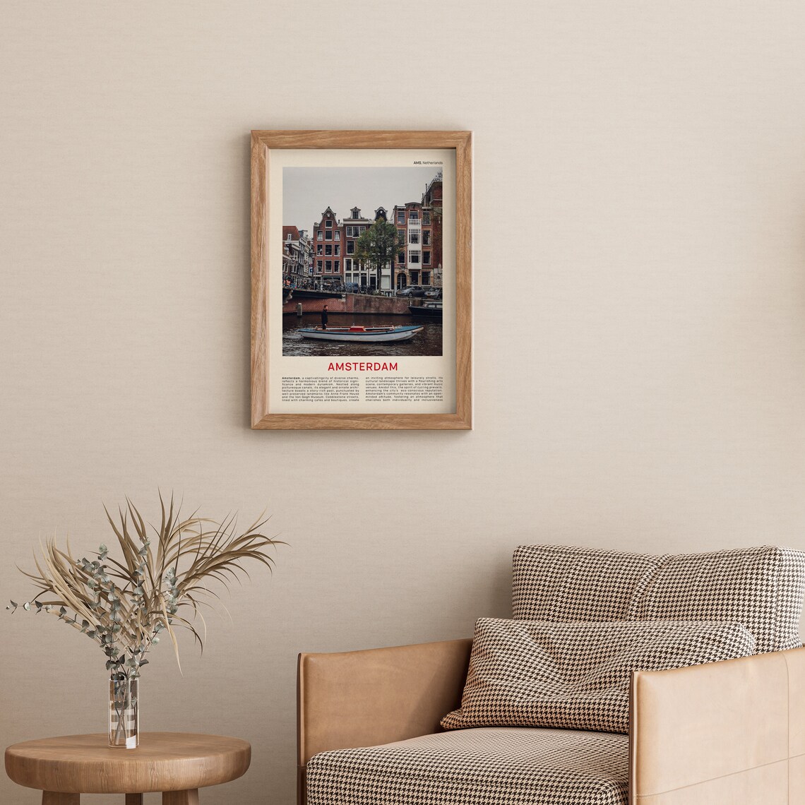 Amsterdam Canal Boat Past Brick Gabled Houses Netherlands Photo Poster - Image 4