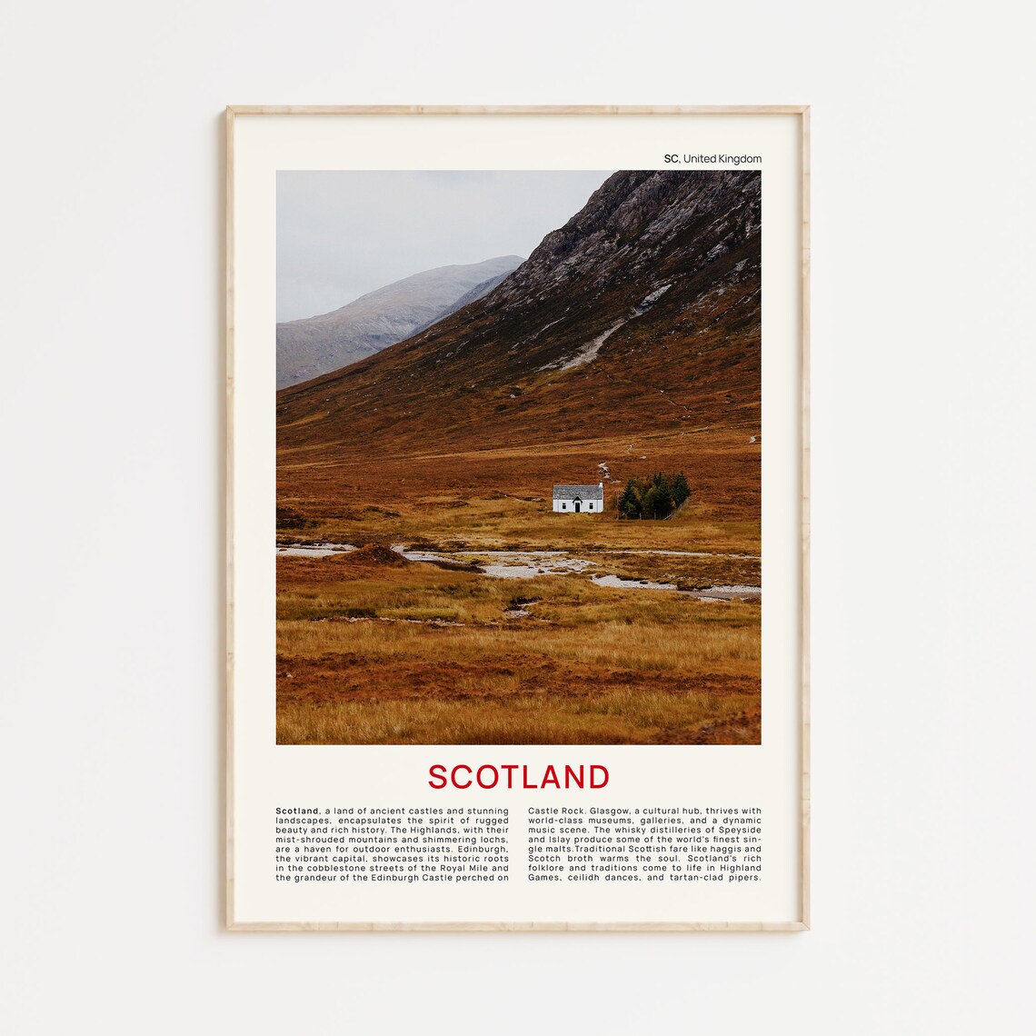 Scotland Travel Poster, United Kingdom Wall Art