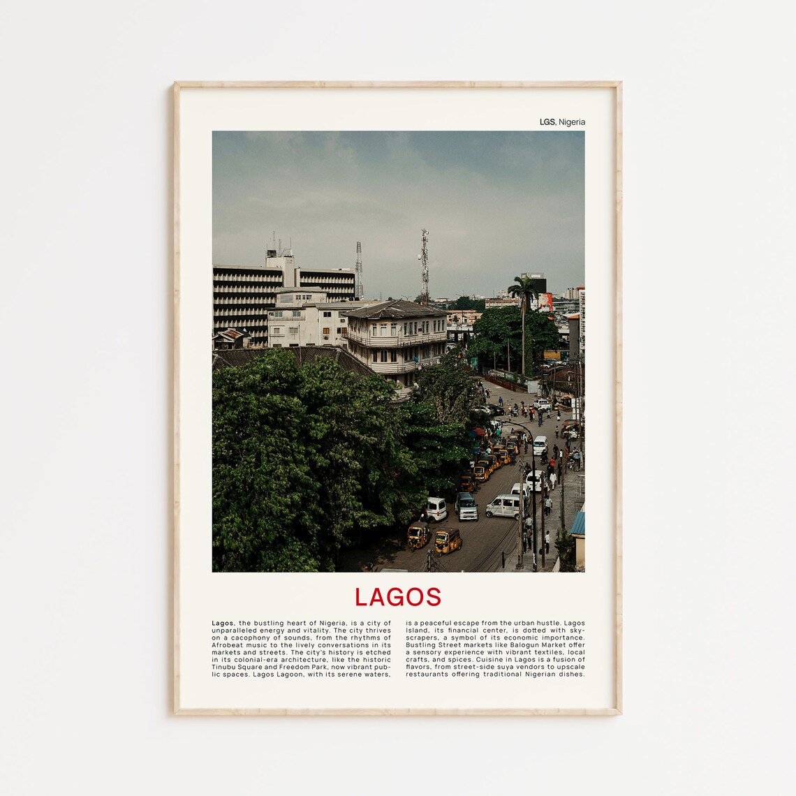 Lagos City Street Yellow Buses Film Photo Nigeria Travel Poster