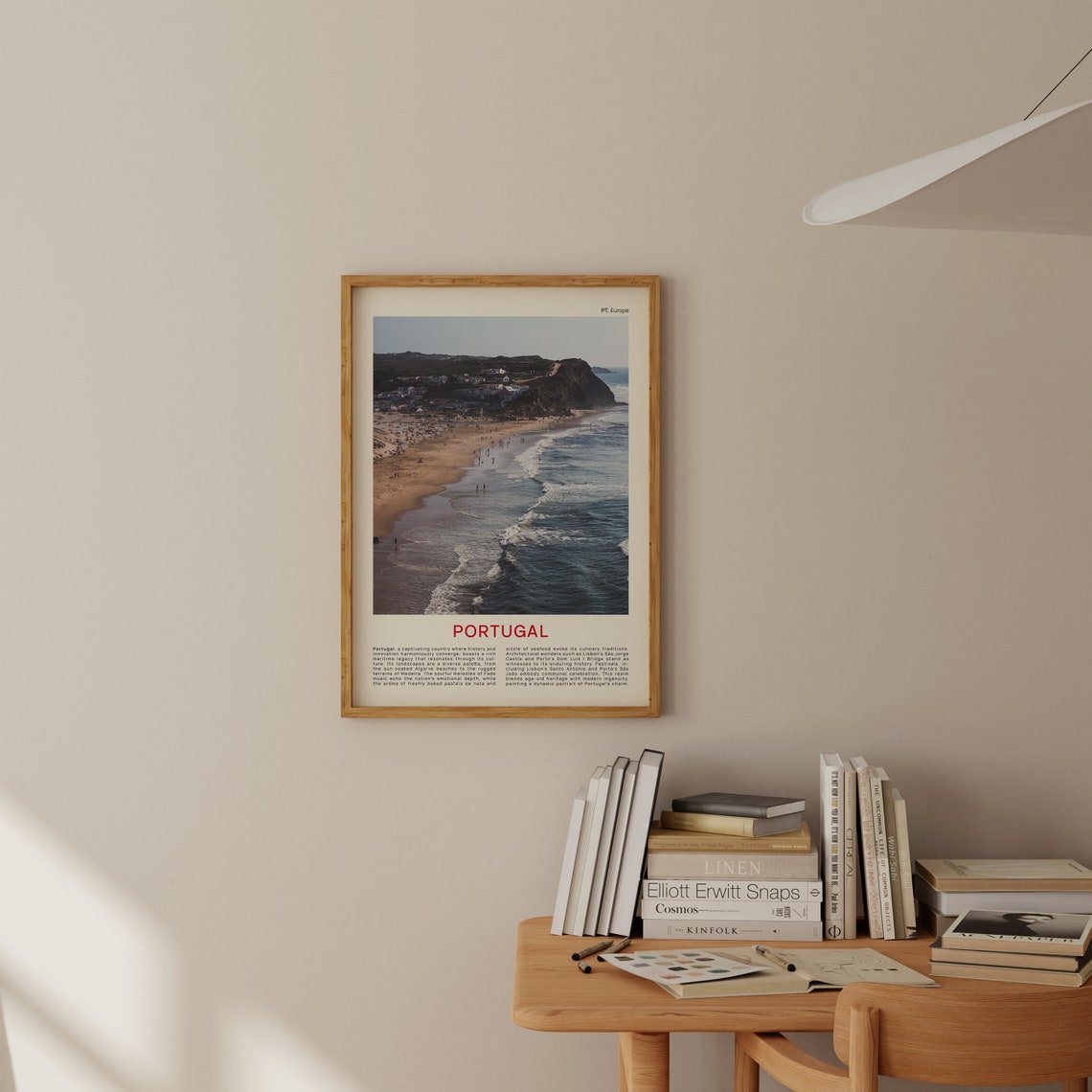 Portugal Atlantic Coast Golden Beach Aerial Cliffs View Poster - Image 2