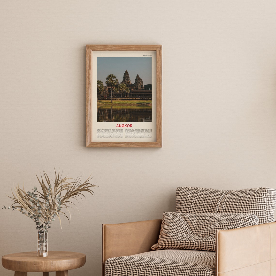 Minimalist Angkor Travel Photo Poster Featuring Angkor Wat Reflected - Image 3
