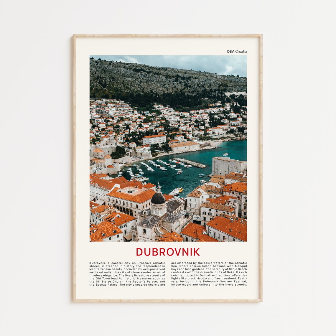Dubrovnik Croatia Old Town Rooftops Harbor Adriatic Photo Poster