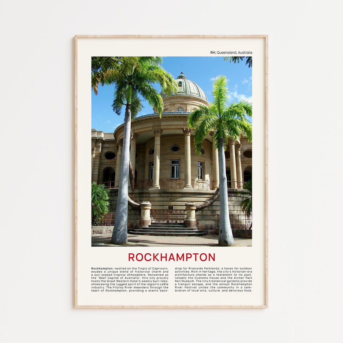 Rockhampton Historic Custom House with Palm Trees Travel Poster