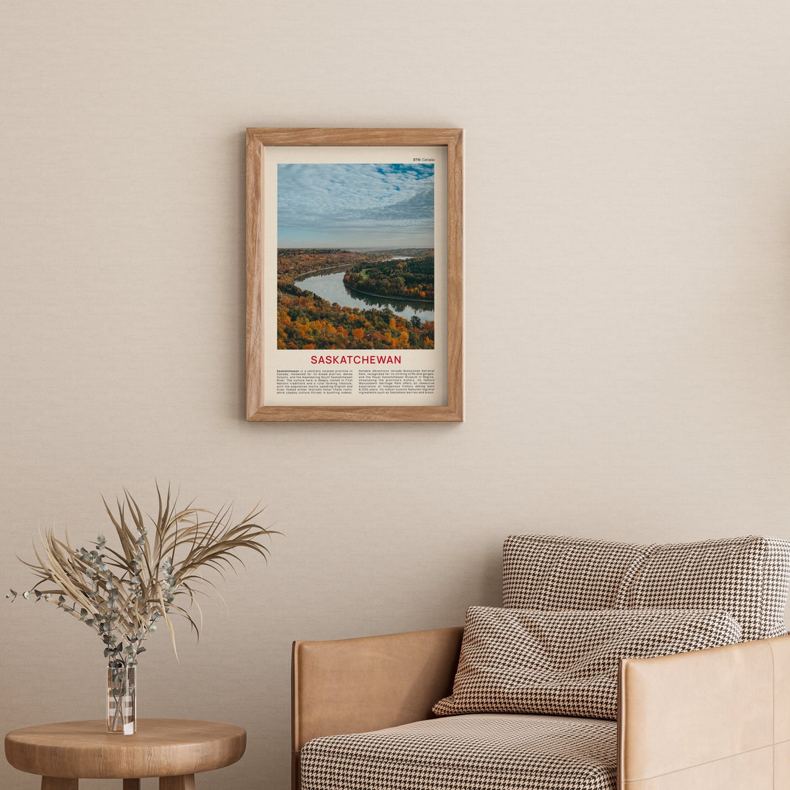 Saskatchewan Canada Golden Autumn River Aerial Photo Travel Poster - Image 3