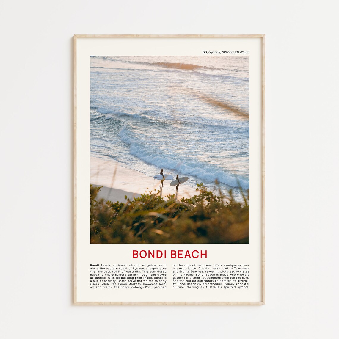 Bondi Beach Sydney Surfers at Sunrise Waves Photo Travel Poster