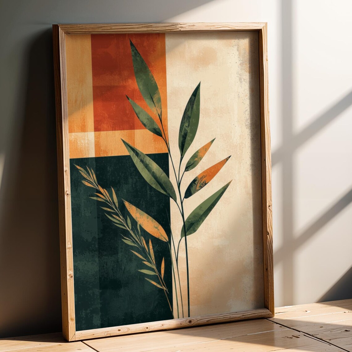 Midcentury Modern Botanical Abstract Geometric Art Print