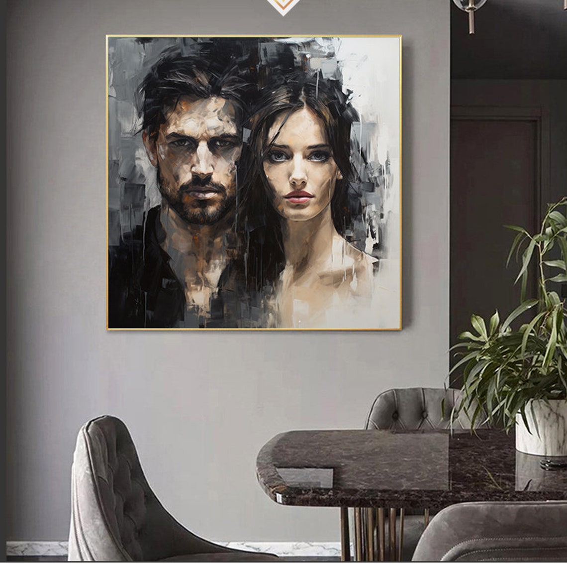 Dramatic Black And White Painted Double Portrait Of Couple Poster - Image 7