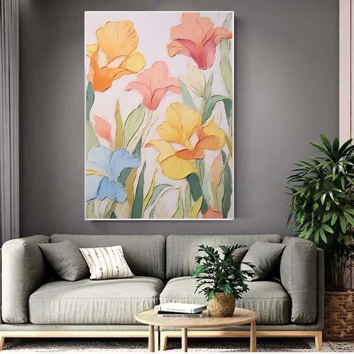 Pastel Iris Floral Impasto Painting Spring Bloom Wall Poster - Image 2