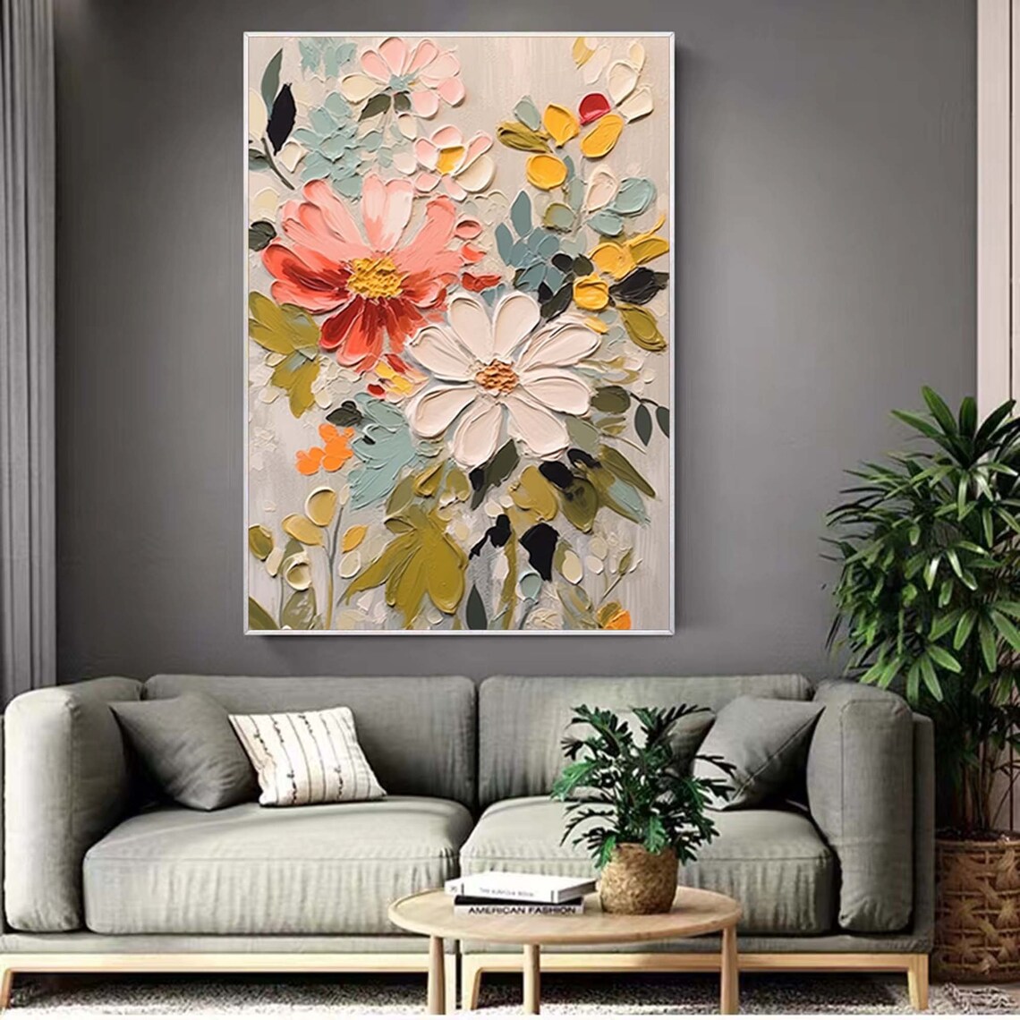 Abstract Flower Oil-Painting-Style Art Print, Boho - Image 5