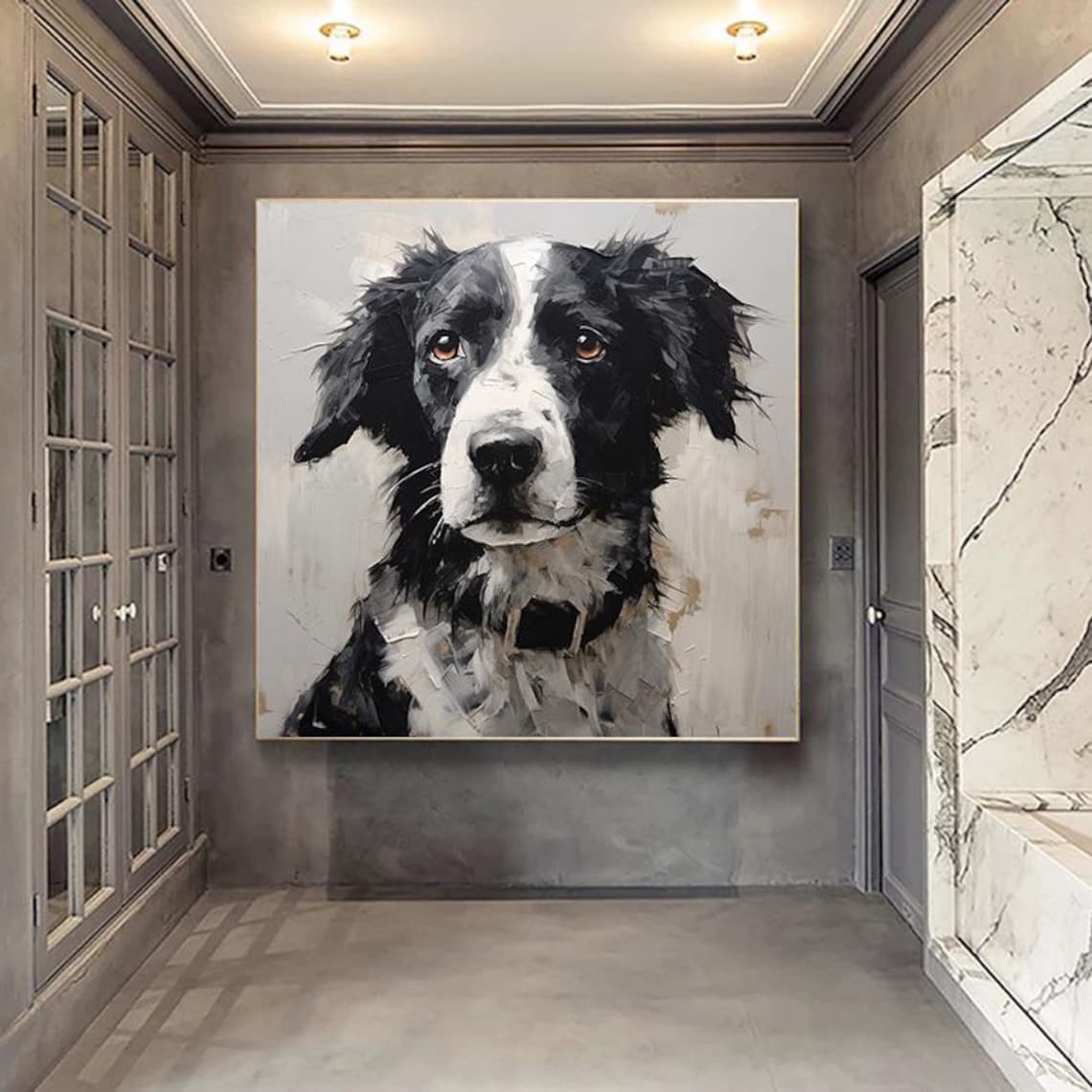 Black White Dog Portrait Soulful Eyes Canine Companion Art Poster - Image 2