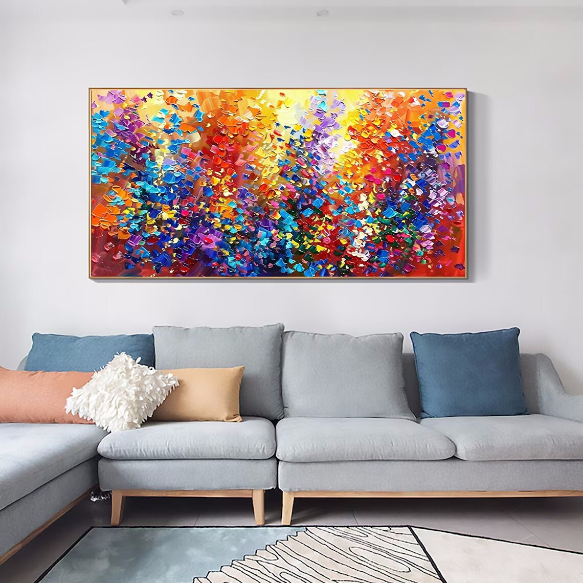 Vibrant Rainbow Color Impasto Textured Abstract Oil Painting Poster - Image 6