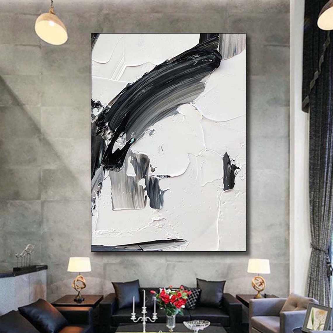 Black White Abstract Brushstroke Minimalist Modern Art Poster - Image 4