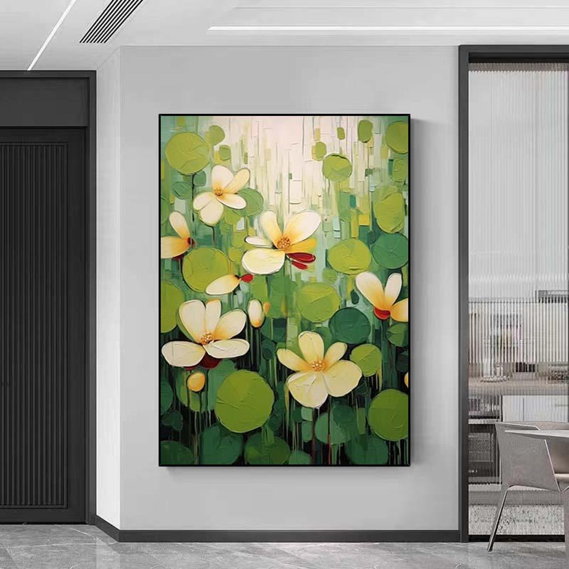White Yellow Flower Bloom Green Garden Botanical Oil Painting Poster - Image 5