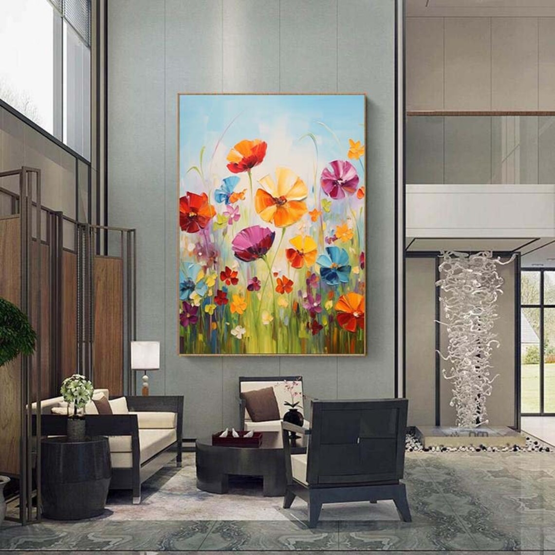 Cheerful Wildflower Meadow Oil Painting In Bright Colors Poster - Image 5