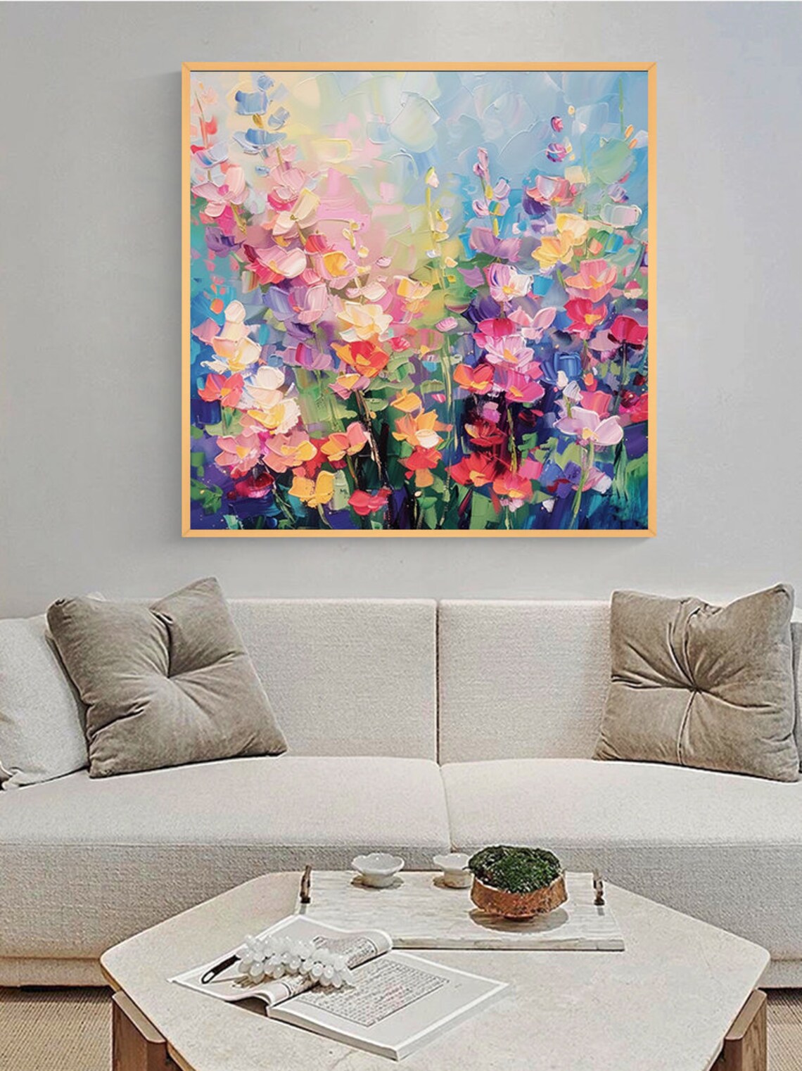Colorful Abstract Floral Landscape Oil Painting Art Print - Image 2