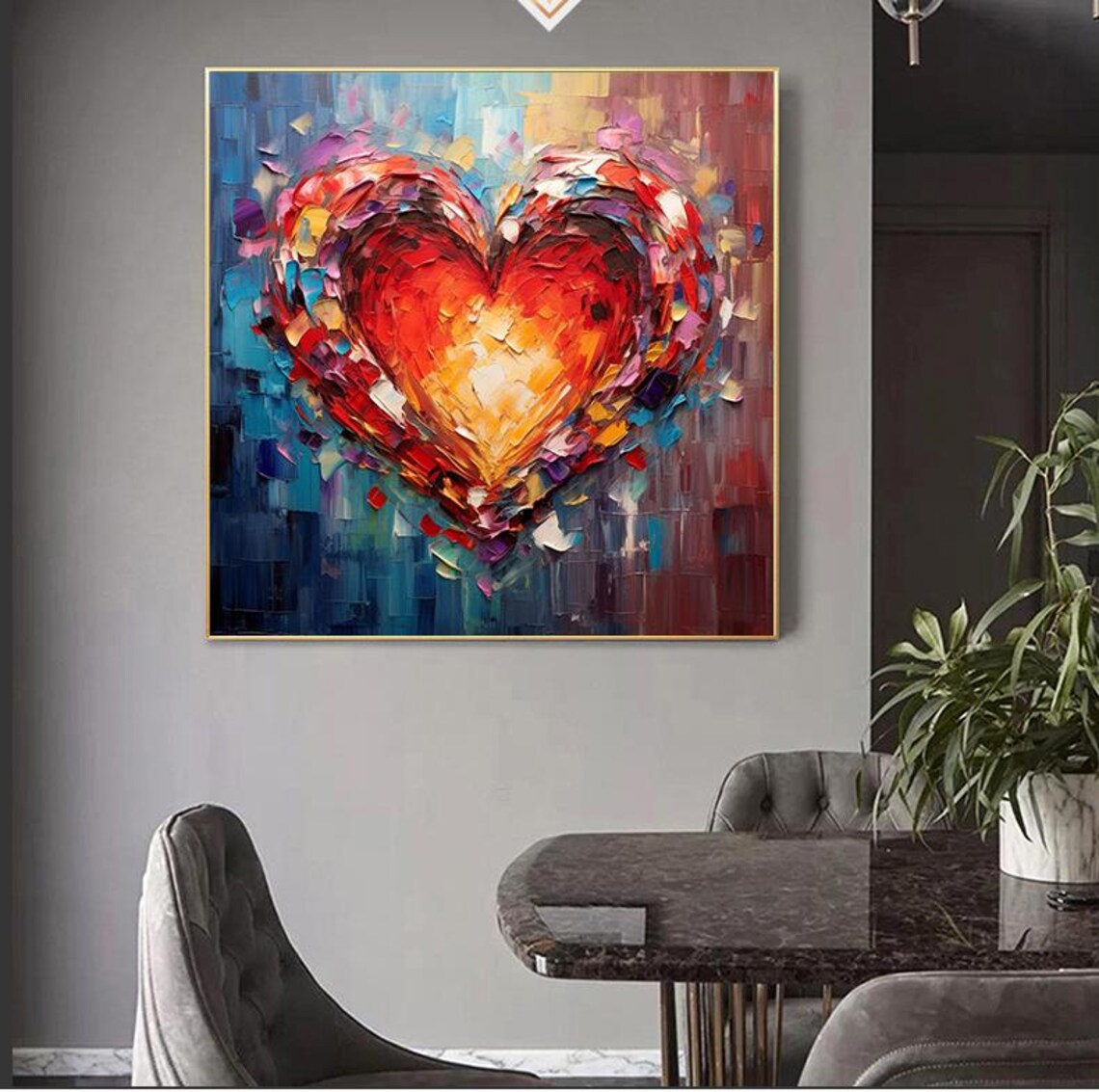 Heart-Shaped Abstract Texture Art Print, Colorful - Image 7