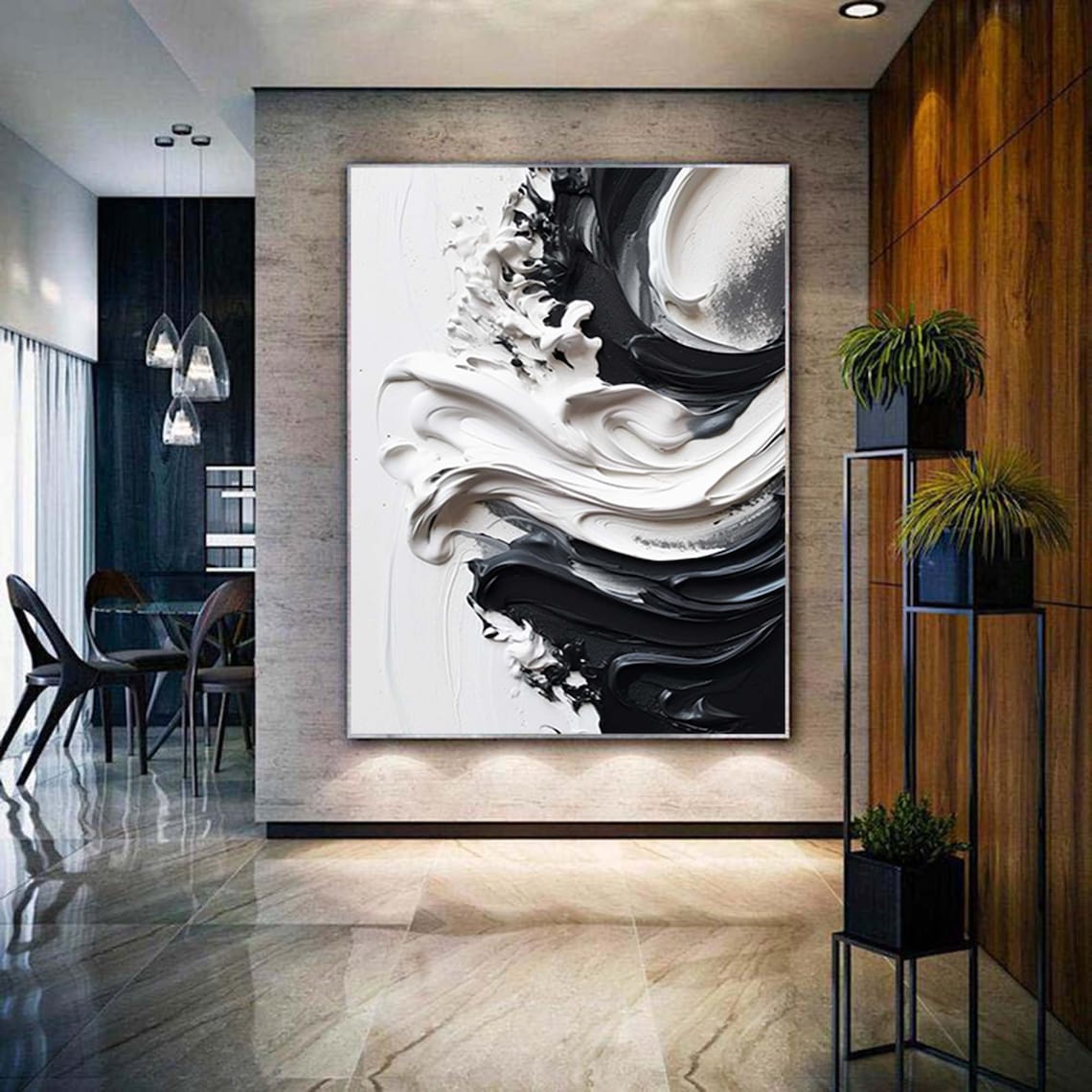 Black White Minimalist Abstract Art Print, Office Decor - Image 2