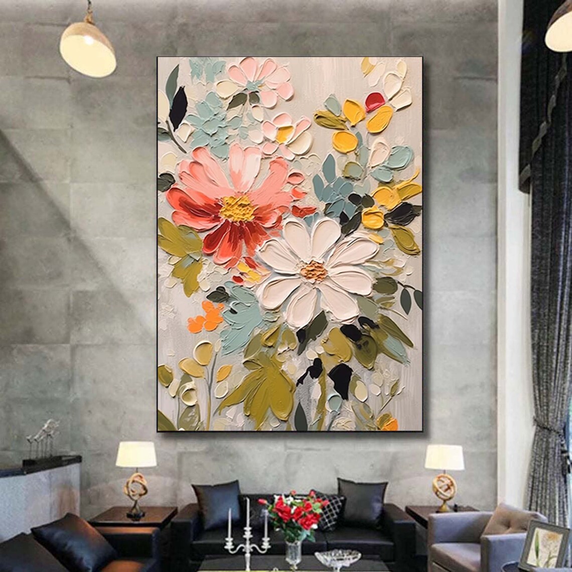 Abstract Flower Oil-Painting-Style Art Print, Boho - Image 4