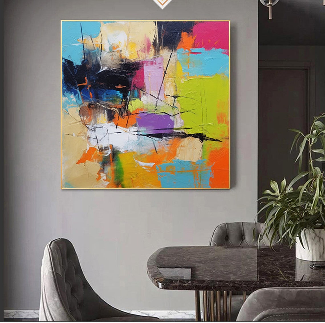 Electric Multicolor Neon Abstract Block Painting Wall Poster - Image 7
