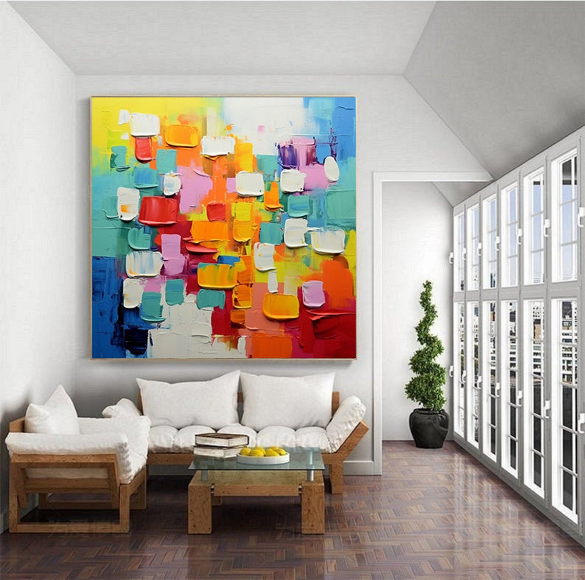 Vibrant Color Block Abstract With Chunky Palette Knife Poster - Image 4