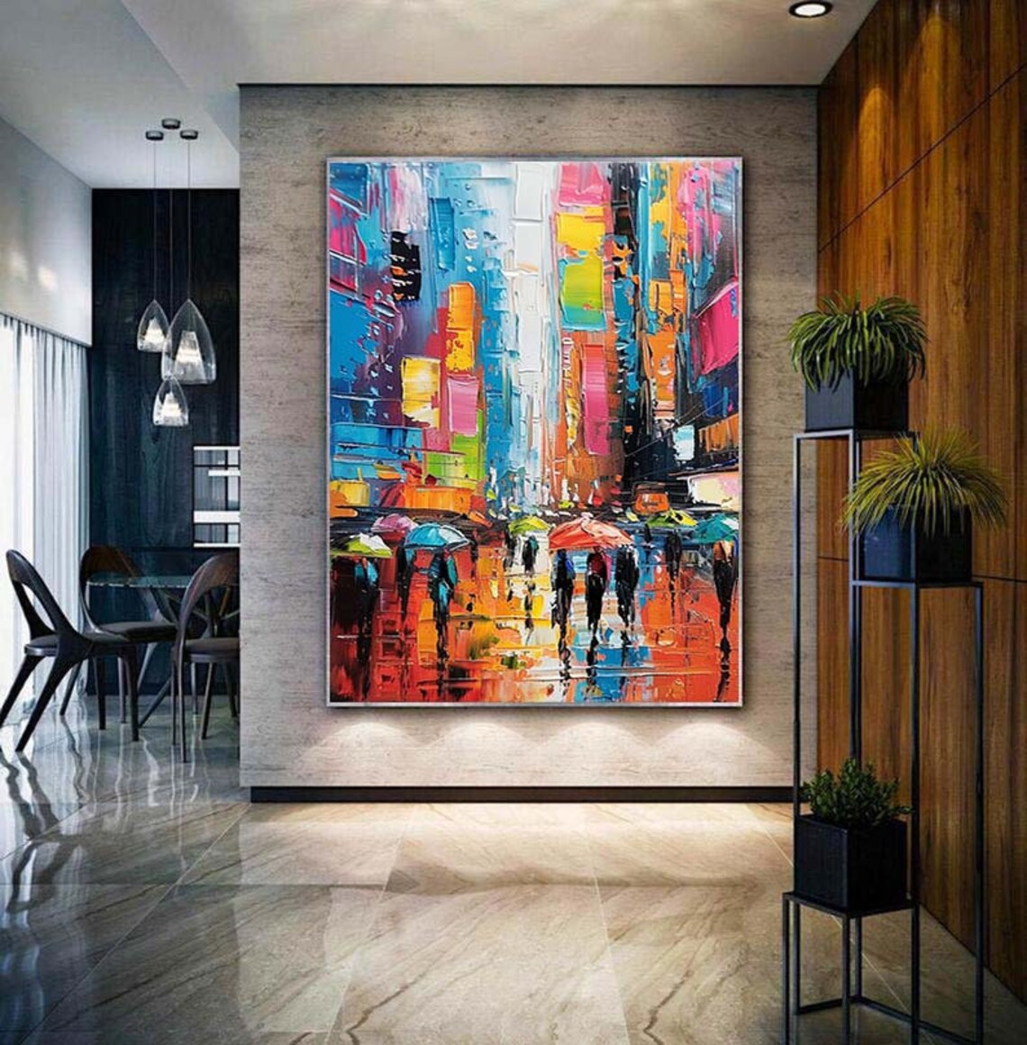 Custom Urban Cityscape, Abstract Oil-Painting Art Print - Image 3