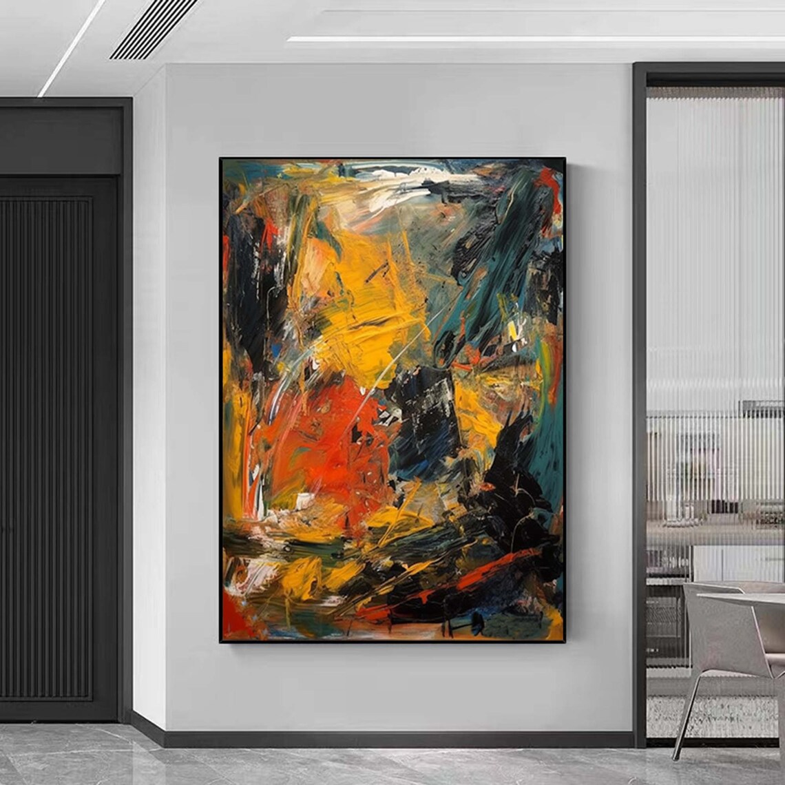 Abstract Yellow and Orange Wall Art Print, Contemporary - Image 5
